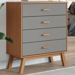 vidaXL Armoire à tiroirs OLDEN gris et marron bois de pin solide