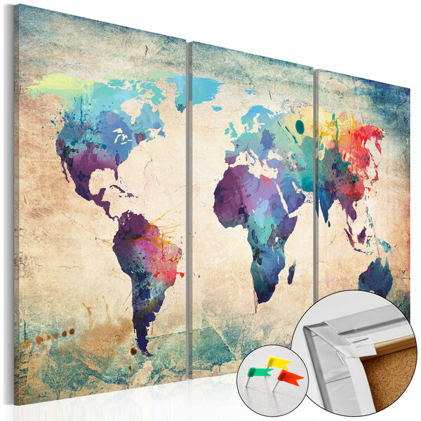 Tableau en liège - rainbow map [cork map] l x h en cm 120x80