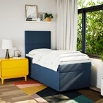 vidaXL Sommier à lattes de lit avec matelas Bleu 90x200 cm Tissu