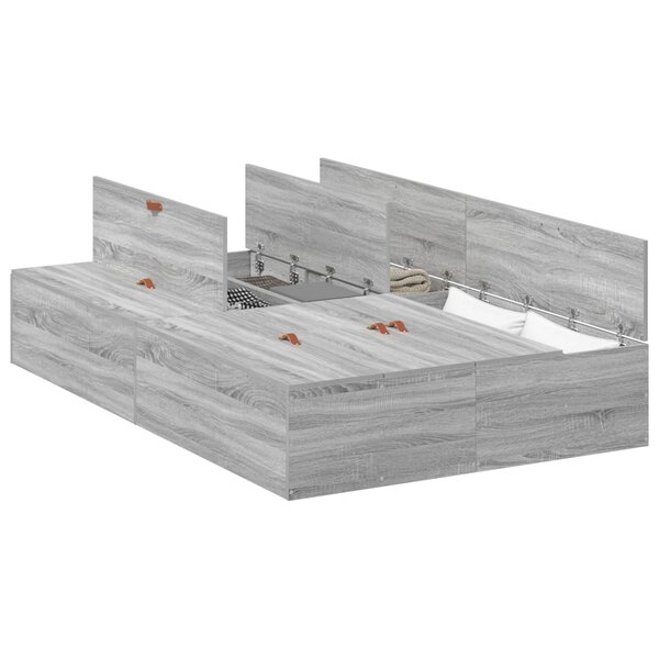 Cadre de lit de rangement vidaXL Gris Sonoma 120x200 cm