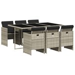 vidaXL Ensemble à manger de jardin et coussins 7 Pièces gris clair rotin