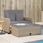 vidaXL Canapé de jardin avec coussins 2 places beige résine tressée