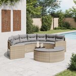 vidaXL Salon de jardin 3 Pièces demi-rond beige résine tressée