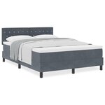 Lit à sommier box spring avec matelas gris foncé 140x200 cm en velours