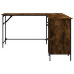 Bureau table poste de travail meuble d'ordinateur informatique étude chêne fumé 141 x 141 x 75 cm bois d'ingénierie brun 02_0023587