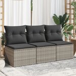 vidaXL Canapé de jardin avec coussins 3 places gris résine tressée