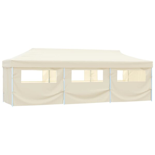 vidaXL Tente de réception pliable avec 8 parois 3x9 m Blanc cassé
