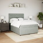 vidaXL Sommier à lattes de lit et matelas Gris clair 160x200cm Velours