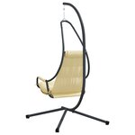 vidaXL Chaise Suspendue avec Support et Coussin Beige Acier