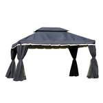 Tonnelle barnum pavillon de jardin style colonial double toit toile moustiquaires et toiles amovibles 3 9L x 2 9l x 2 8H m noir