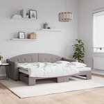 vidaXL Lit de jour avec lit gigogne taupe 80x200 cm tissu