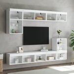 vidaXL Unités murales TV avec LED 8 Pièces blanc bois d'ingénierie