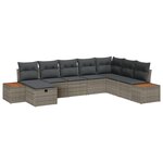 vidaXL Ensemble de jardin 8 pièces avec coussins gris poly rotin