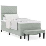 vidaXL Lit à Ressorts avec Matelas & Banc Gris Clair 100x200 cm Velours