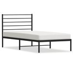 vidaXL Cadre de lit métal avec tête de lit noir 90x200 cm
