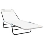vidaXL Chaise longue pliante avec appui-tête Crème Textilène