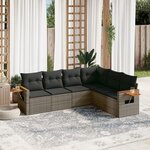 vidaXL Salon de jardin 6 Pièces avec coussins gris résine tressée