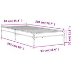 vidaXL Cadre de lit chêne sonoma 90x200 cm bois d'ingénierie et métal