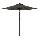 vidaXL Parasol de jardin LED et mât en acier anthracite 225x225x212 cm