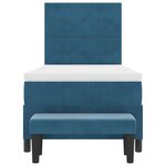 vidaXL Lit à sommier box avec matelas et banc bleu foncé 100x200 cm en velours