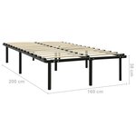vidaXL Cadre de lit sans matelas noir métal 160x200 cm