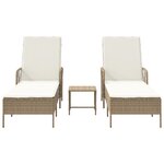 vidaXL Ensemble de chaises longues Ensemble de 3 Beige et crème
