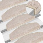 vidaXL Tapis d'escalier 15 Pièces Taupe 65 x 24 x 4 cm