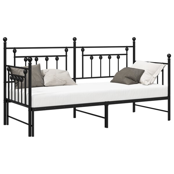 vidaXL Lit jour avec lit gigogne Noir 80x200 cm Acier
