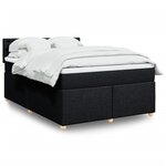 vidaXL Sommier à lattes de lit avec matelas Noir 140x190 cm Tissu