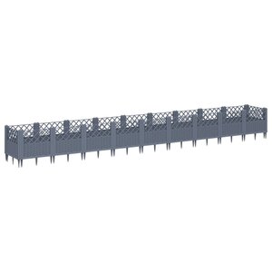 vidaXL Jardinière avec piquets gris 363 5x43 5x43 5 cm PP