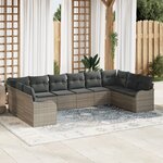 Ensemble de canapé de jardin de 10 pièces avec coussins Gris clair Rattan synthétique