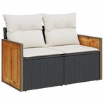 vidaXL Salon de jardin 3 Pièces avec coussins noir résine tressée