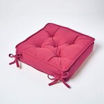 Galette de chaise coussin rehausseur en coton Rouge  40 x 40 x 10 cm - HOMESCAPES