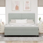vidaXL Lit à ressorts avec matelas et lumière LED gris clair 180x200 cm en velours