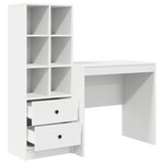 Bureau vidaXL blanc avec rangement en bois d'ingénierie