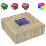 vidaXL Table basse avec LED infini chêne sonoma 100x100x40 cm