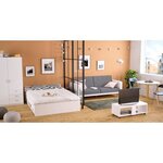 Lit adulte contemporain blanc mat 140 x 200 cm