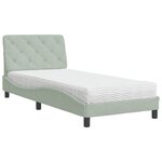 vidaXL Lit avec matelas gris clair 90x190 cm velours