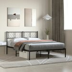 vidaXL Cadre de lit métal sans matelas et tête de lit noir 160x200 cm
