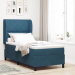 Lit à ressort avec matelas vidaXL Bleu foncé 90x200 cm Velours