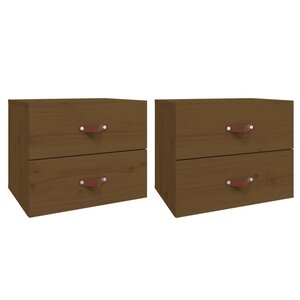 vidaXL Tables de chevet murales 2 Pièces Marron miel 50x36x40 cm