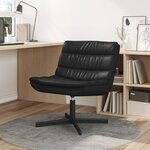 vidaXL Chaise Pivotante Noire Cuir Synthétique avec Base en Métal Moyenne