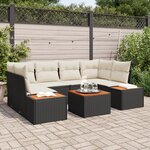 Ensemble de Canapés de Jardins 6 Pièces avec Coussins en Rattan Poly Noir