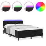 Lit à ressort avec matelas et LED vidaXL Noir 140x200 cm Velours