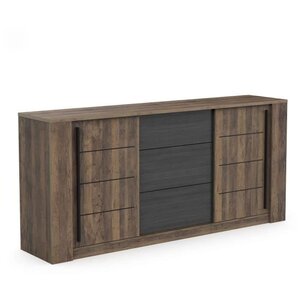 Enfilade MONACO - chêne et noir - 2 Portes + 3 Tiroirs - 206 x 44 9 x 94 cm