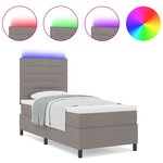 vidaXL Lit à Sommier avec Matelas & Lumière LED Taupe 90x190 cm Tissu