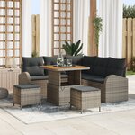 vidaXL Ensemble de Canapé de Jardin de 8 Pièces avec Coussins en Rattan Poly Gris Acacia
