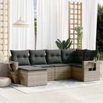 vidaXL Salon de jardin 6 Pièces avec coussins gris résine tressée