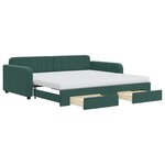 vidaXL Lit de jour et gigogne et tiroirs vert foncé 100x200 cm velours
