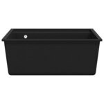 vidaXL Évier de cuisine avec trou de trop-plein Noir Granit